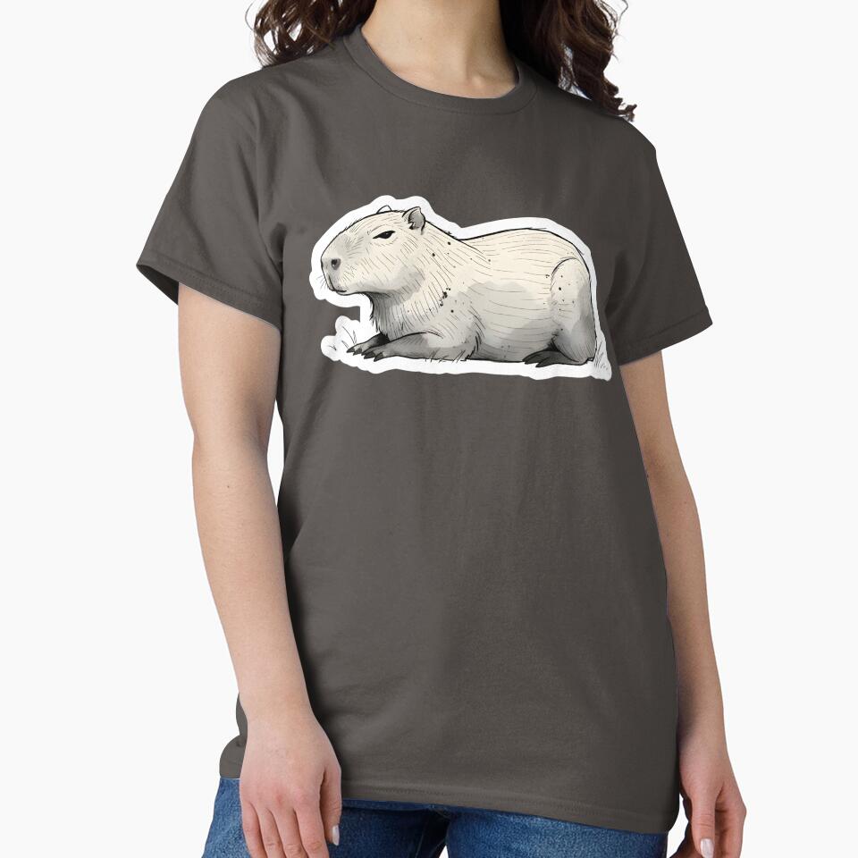 Minimalist Chill Capybara Sketch | Black & White Animal Line Art | Zen Nature Sticker by SergioMiklos