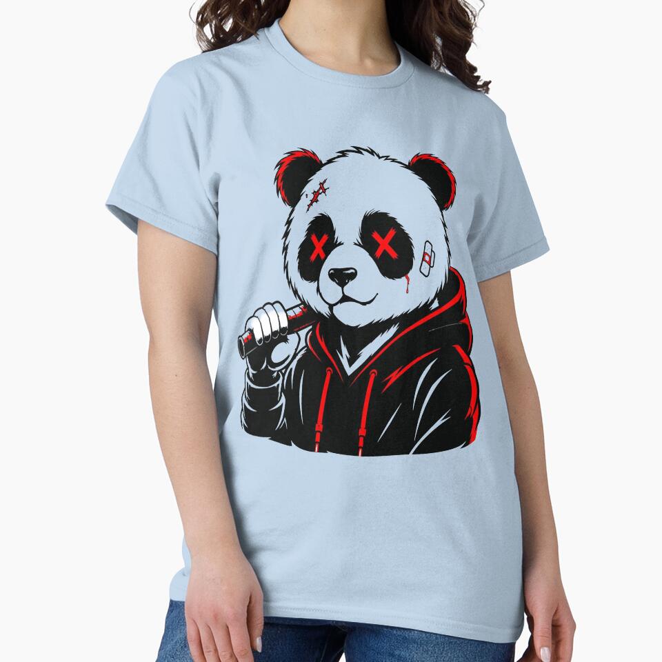 Panda Gangster Dark – Mascot Streetwear Hoodie Black and Red by RAYBIL