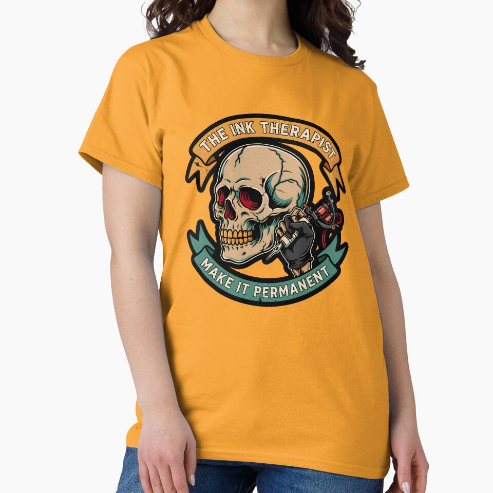 The Ink Therapist Tattoo Artist Skull Vintage Banner by Enea Kelo