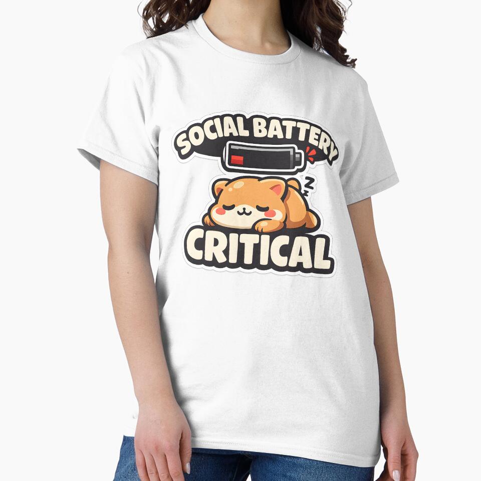 Social Battery Critical Cute Sleeping Cat by Stikaro