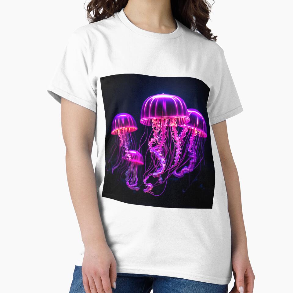 Vibrant Neon Jellyfish Ocean Bloom Scene by Art Genix