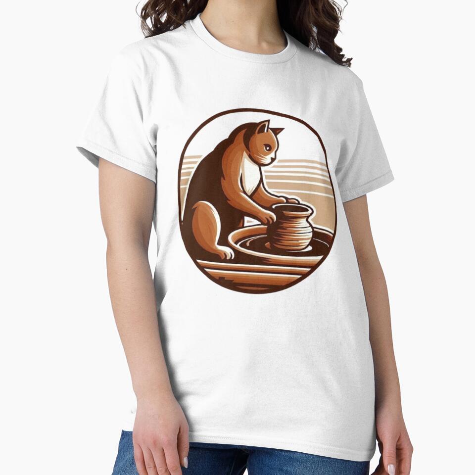 Pottery Cat – Whimsical Ceramic Artist Design by Dogandesighn