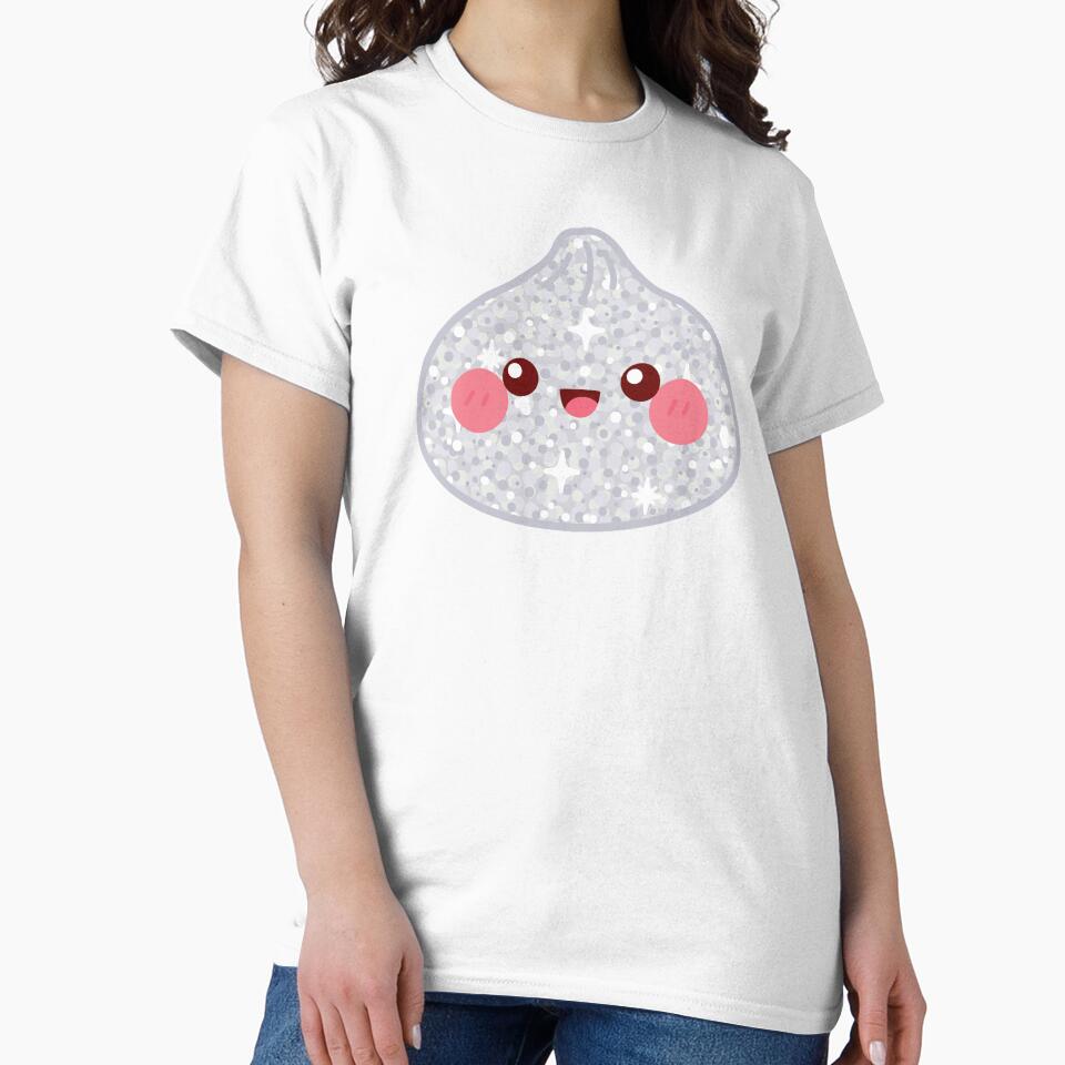 Kawaii Silver Glitter Squishy Dumpling – Cute Food Character Design by EmeraldeaArt