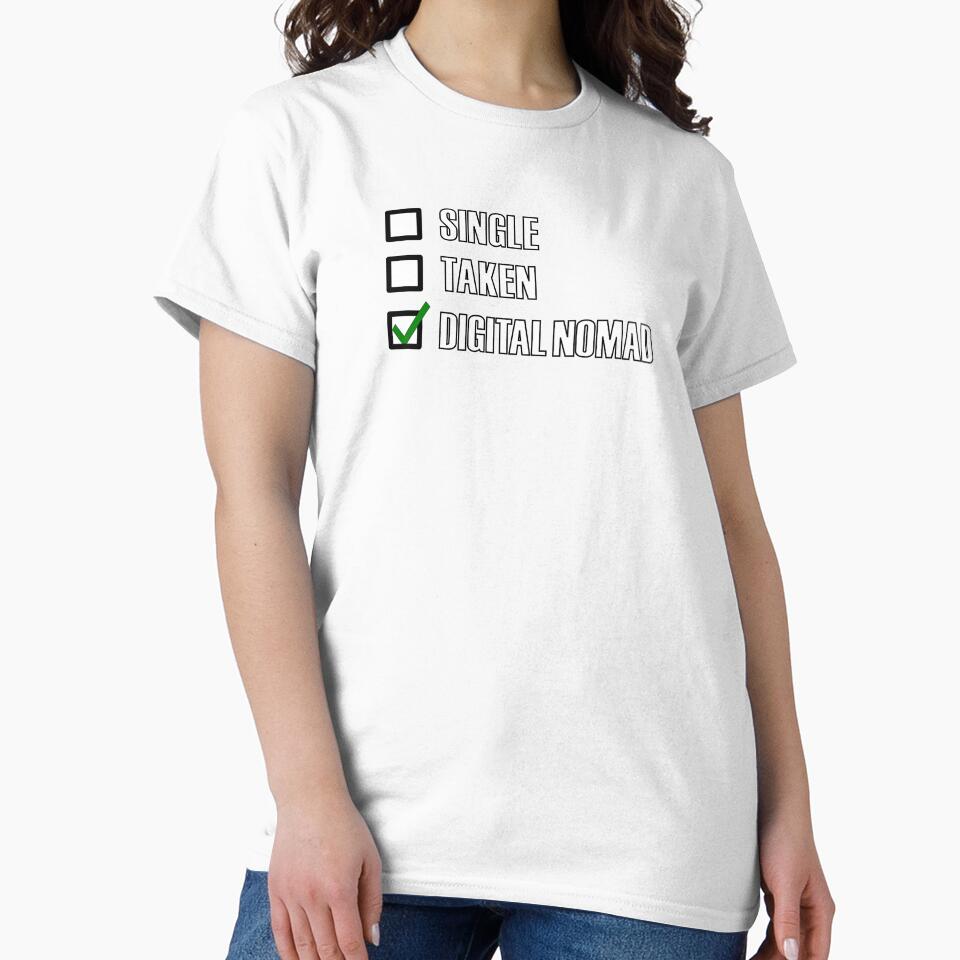 Funny Essentials: Single Taken Digital Nomad Green tick check box - Sleek white typography black outline design - digital nomad (dark mode) by Deegital18
