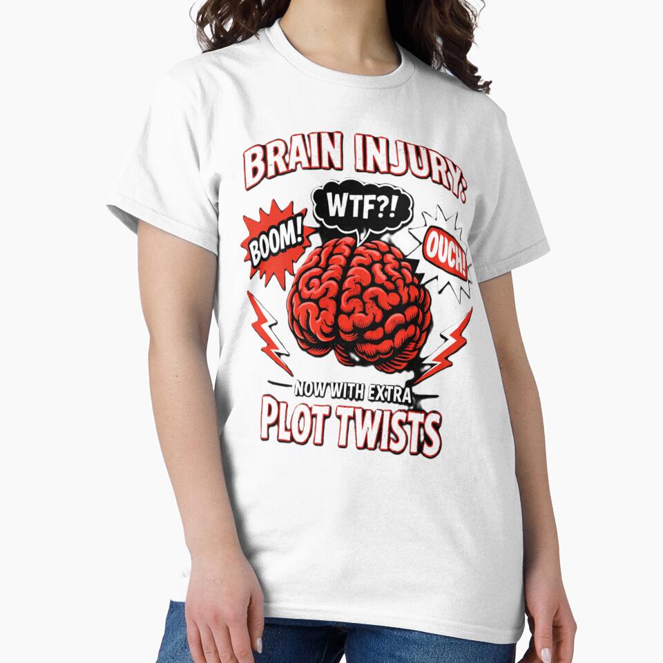 Brain Injury Awareness Shirt – Funny TBI Survivor Design “Now With Extra Plot Twists” Stroke Recovery Humor Graphic Tee by ComebackCotton