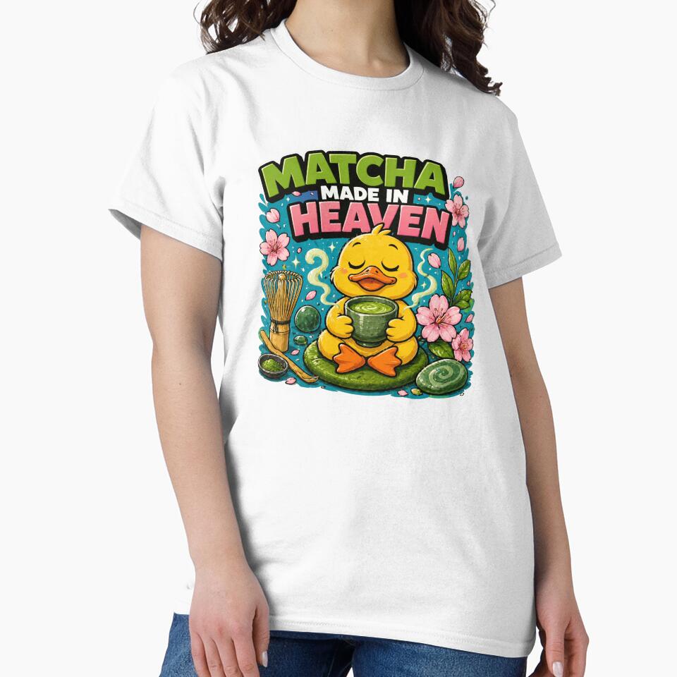 Matcha Made in Heaven - Cute Zen Duck & Cherry Blossom Art by BrewmarkStudio