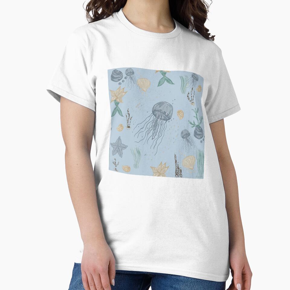 Dreamy Jellyfish Ocean Pattern – Coastal Blue Aesthetic by GleiciLeal