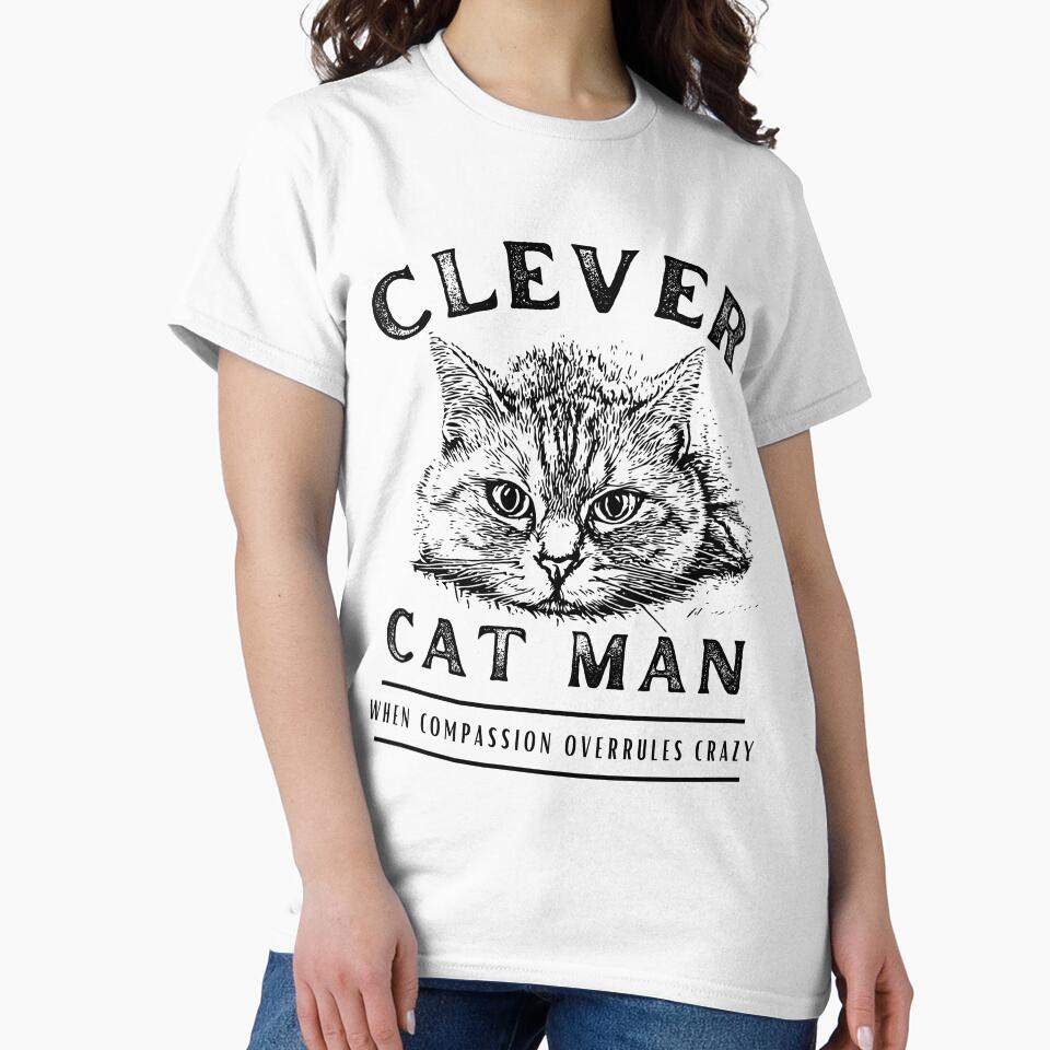 Clever Cat Man (not crazy) - Black Print by DPingBirdie