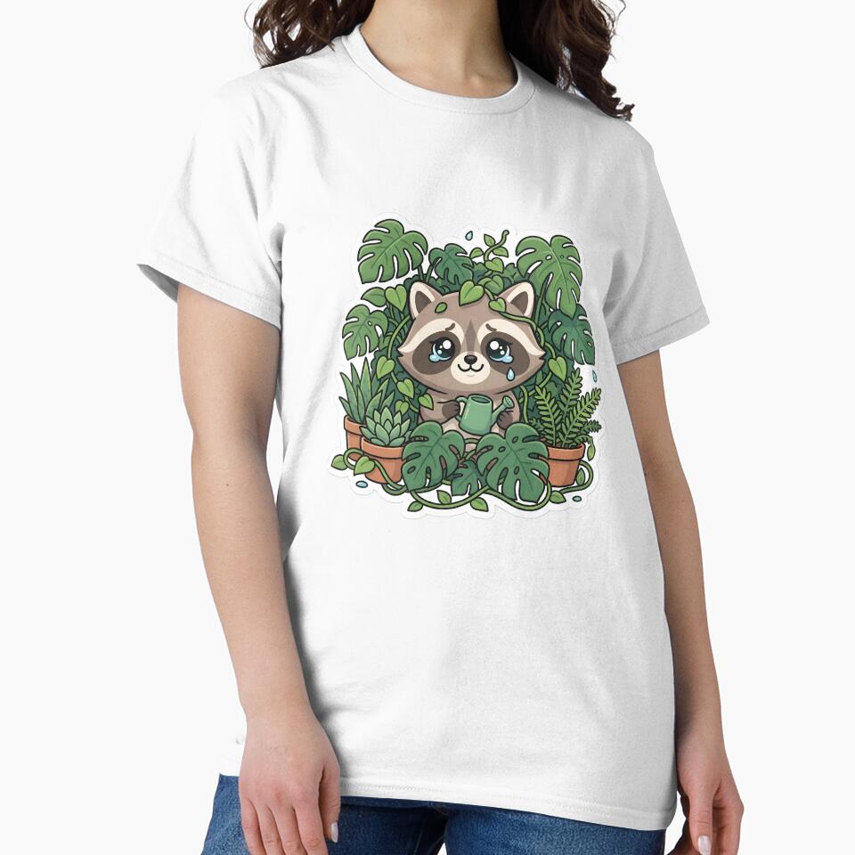 Cute Chibi Raccoon Plant Parent Aesthetic Indoor Jungle Vines by StickyGuys