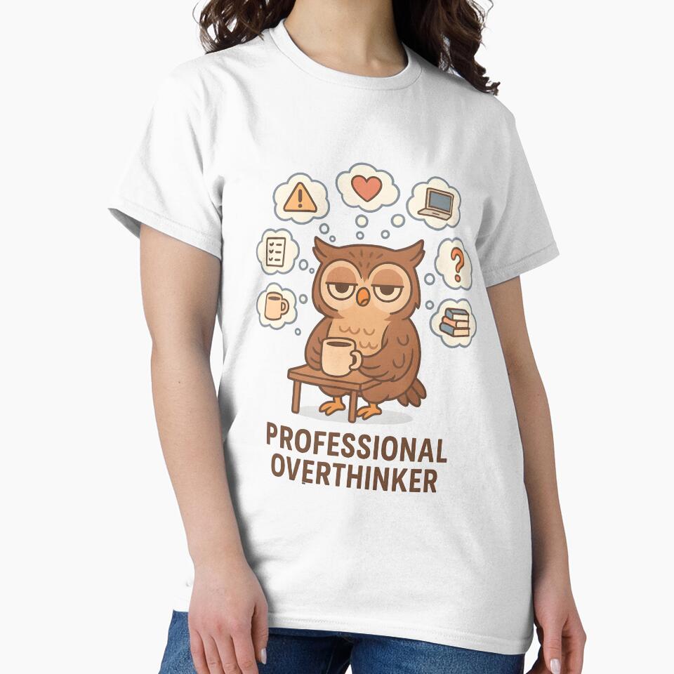 Professional Overthinker – Owl with thought bubbles by domi199834