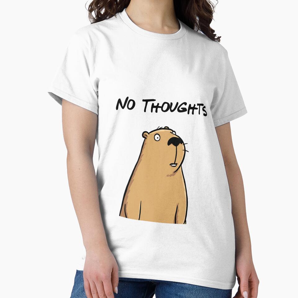 No Thoughts Capybara Meme Funny Animal by NicolasGlowArt