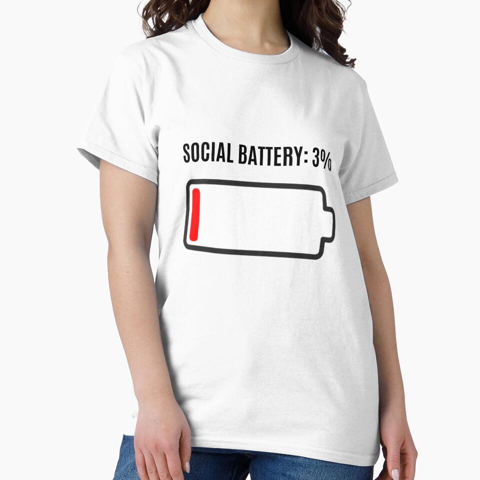 Social Battery 3% Introvert Humor by ConsolAssoc Creative Studio