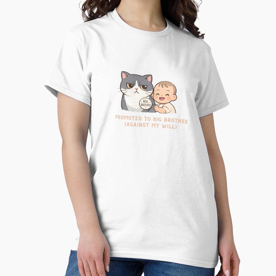 Promoted to Big Brother Cat Shirt, Funny Cat & Baby Tee, New Baby Announcement Gift, Pet Parent Humor, British Shorthair Design by Mojibebe