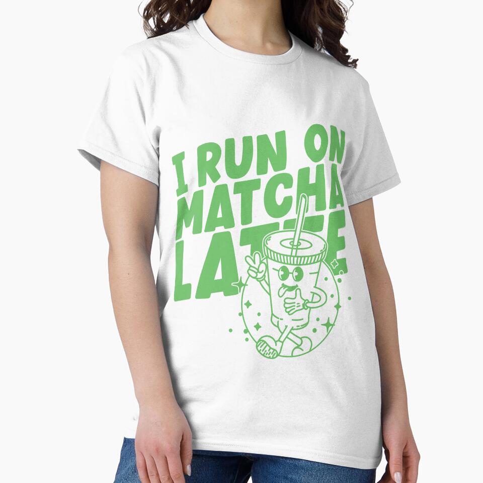 I run on matcha latte, cute and funny retro Matcha latte lovers by emmjott