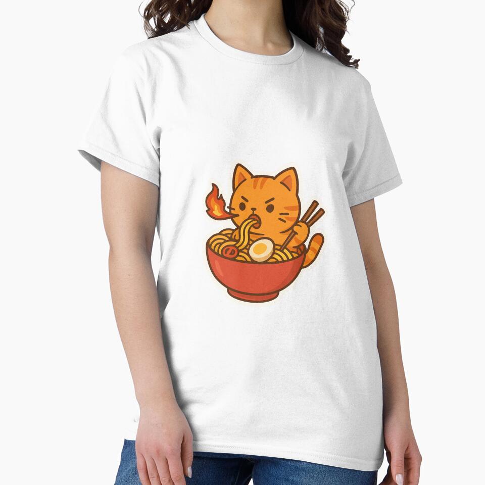 Spicy Meow – Fiery Chibi Cat with Spicy Ramen Sticker by ColorSplash123
