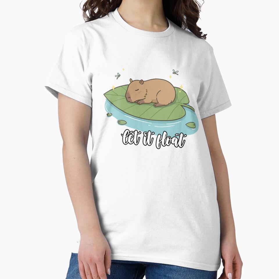 Let It Float – Chill Capybara Floating on Leaf Cute Relaxing Design by imaginariun