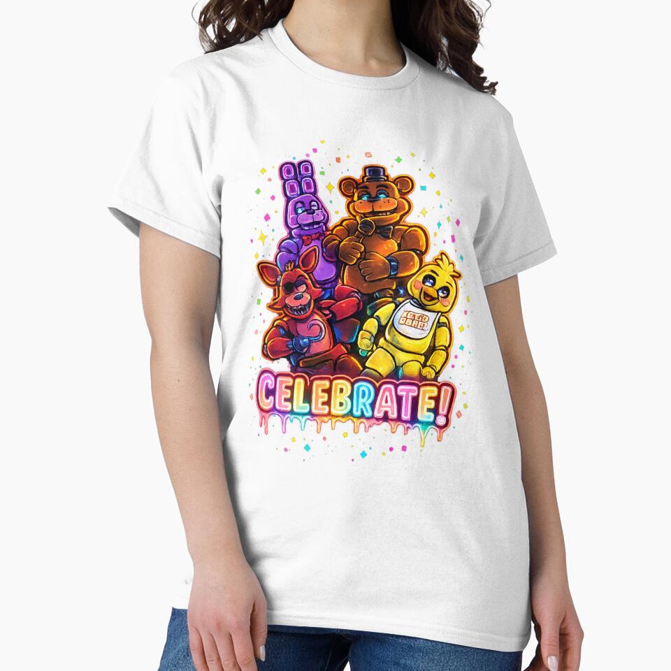 Celebrate Neon Arcade Characters Tee – Futuristic Gamer Design by afr-saad