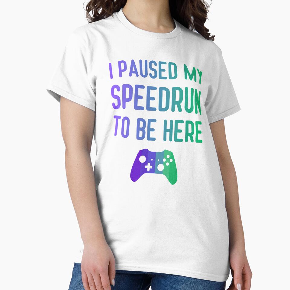 I Paused My Speedrun Quote – Colorful Controller Gamer Design by PHRASEandSTYLE