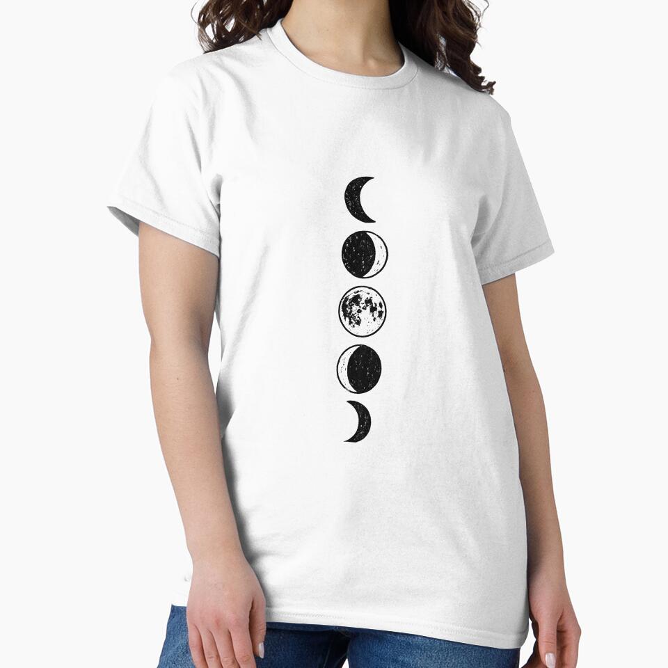 Moon Phases Boho Aesthetic – Minimal Lunar Cycle Celestial Black and White Design by VinciLab