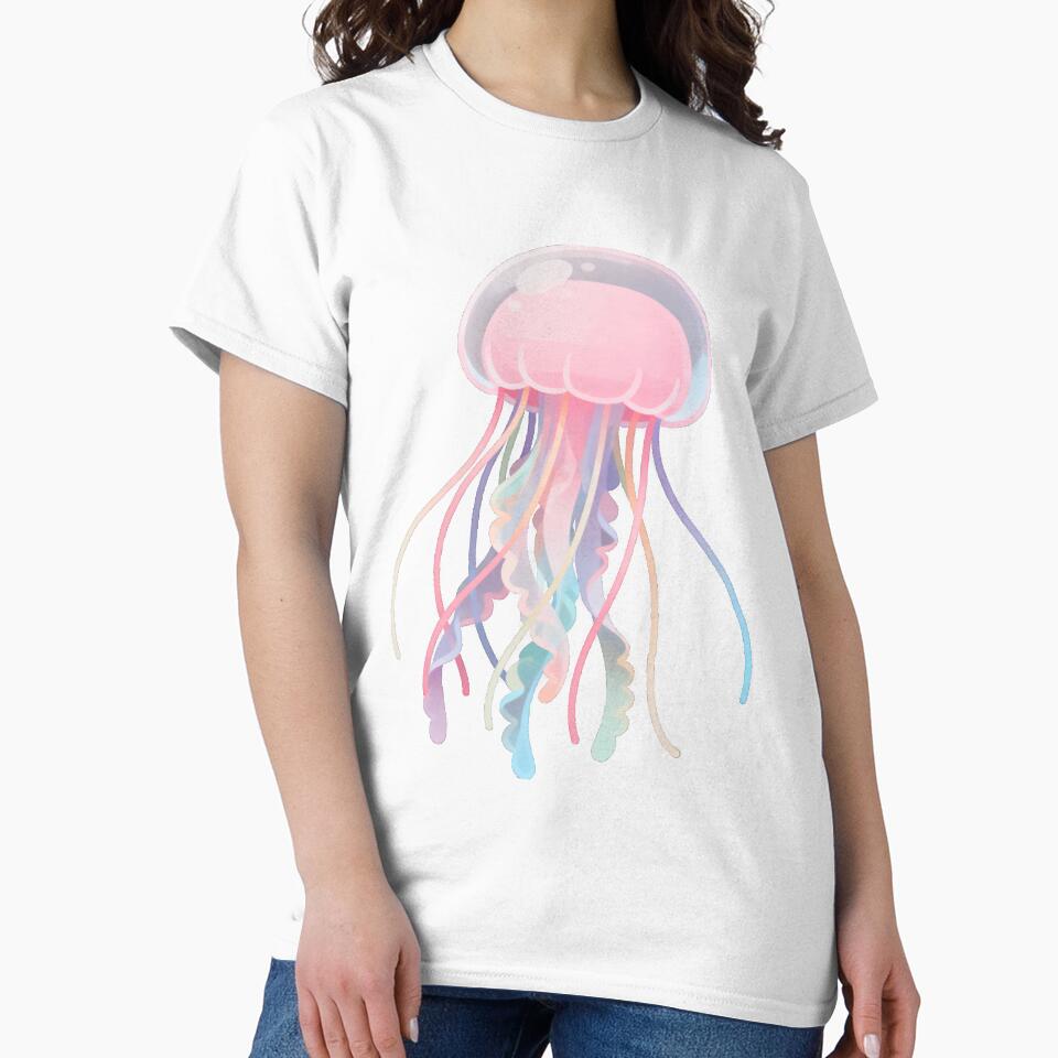 Pastel Pink Jellyfish - Dreamy Ocean Animal Illustration by RudArtAI