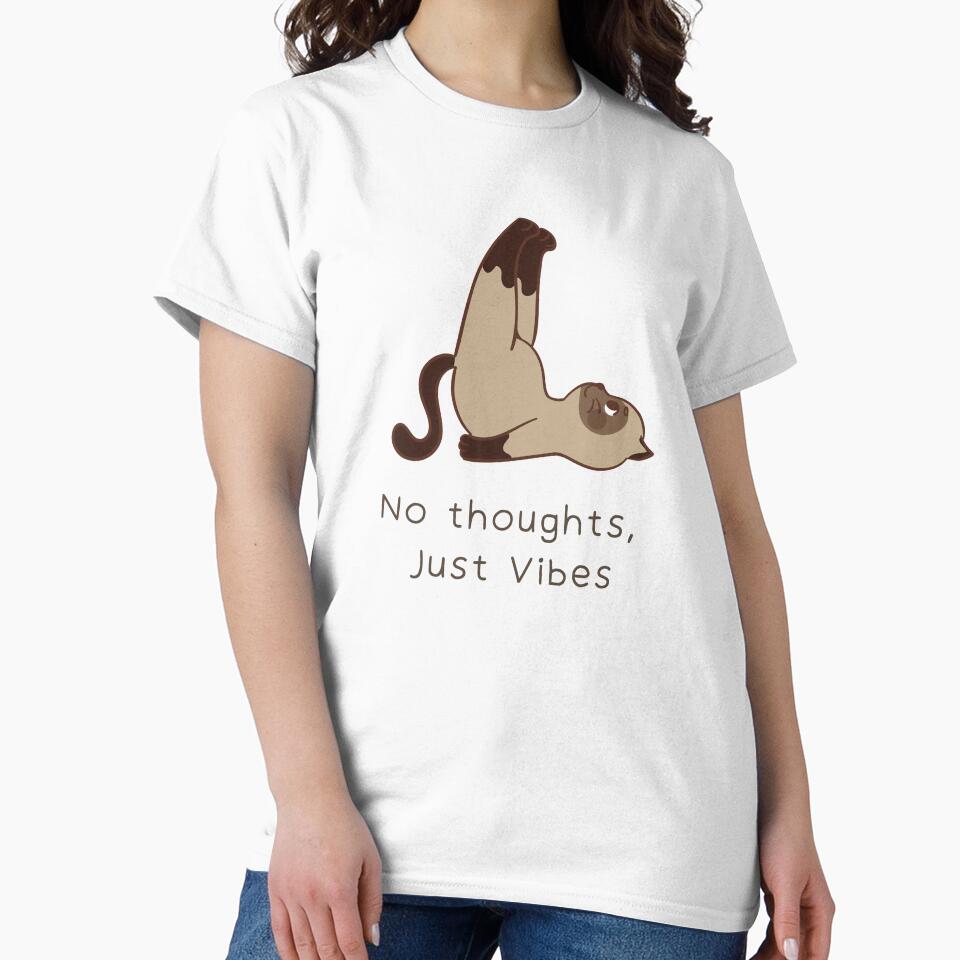 No Thoughts, Just Vibes Cat Yoga Meme by BrainyLingo