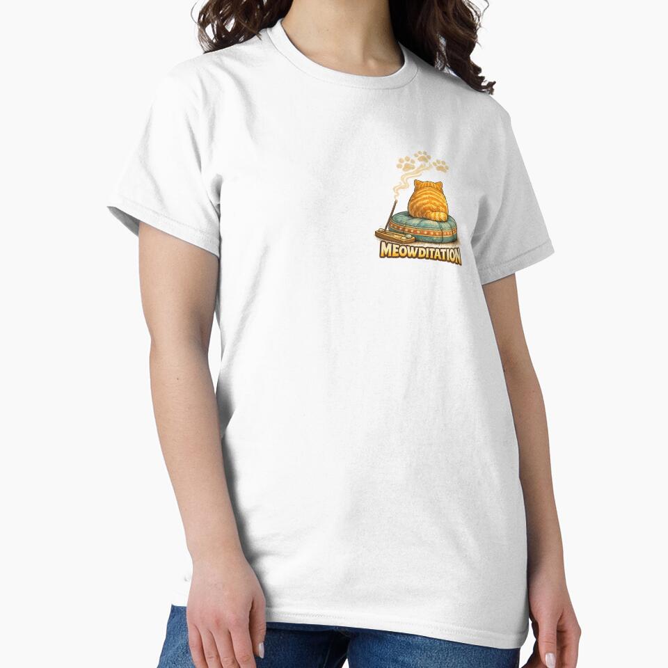 Meowditation Funny Cat Meditation Retro Vintage Cat Lover Zen Humor by IronVibesStudio