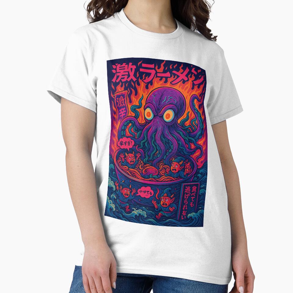 Spicy Ramen Demon Shirt – Hell Noodles Curse – Funny Japanese Yokai Art by YamiHaus
