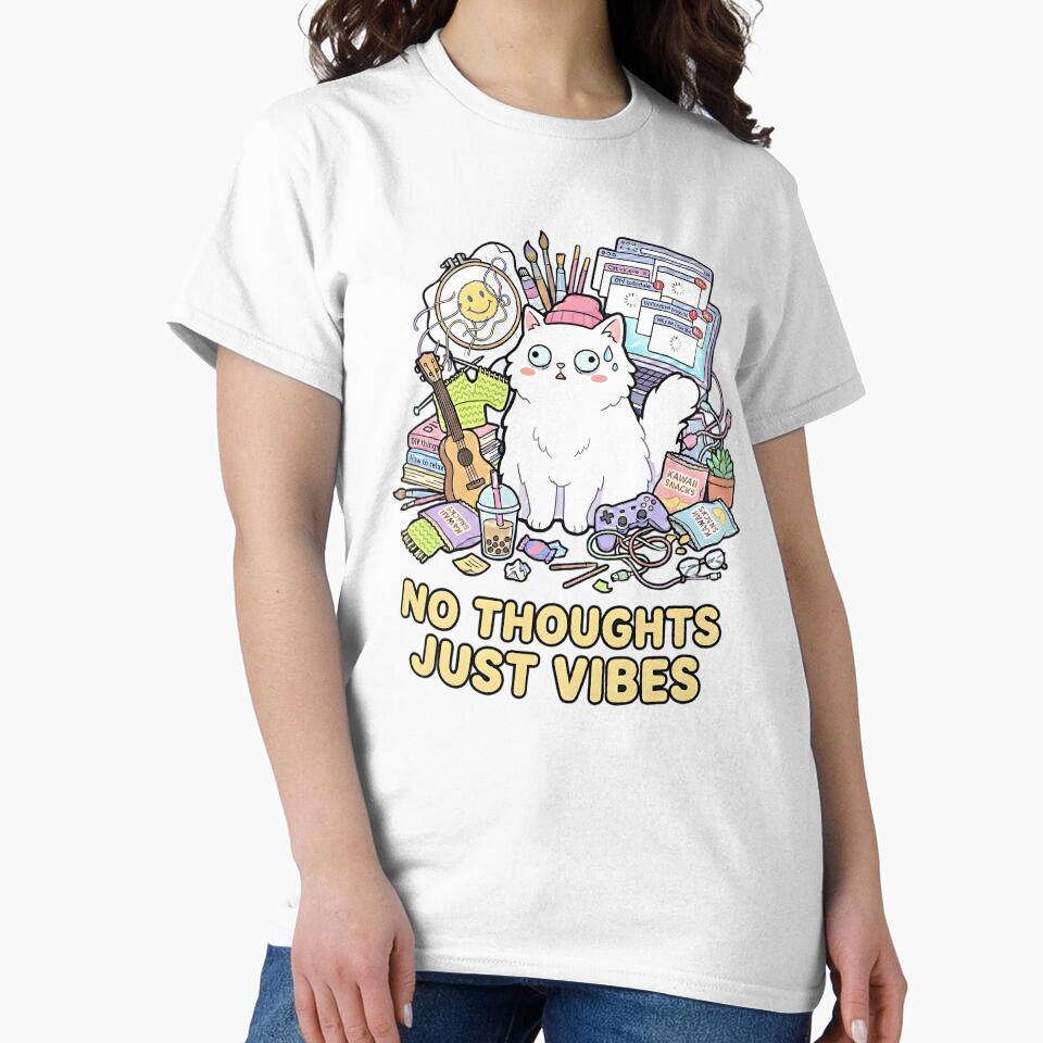 No Thoughts Just Vibes - ADHD Cat Meme by Wennity