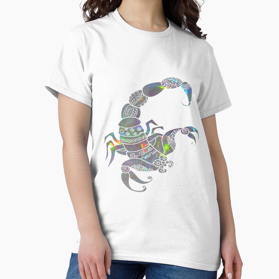 Scorpio Zodiac Symbol Silhouette Design With October Birthstone Opal Background by TacoRose