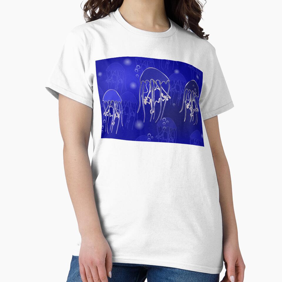 Silvery jellyfish on blue background by ReflectedCrafts