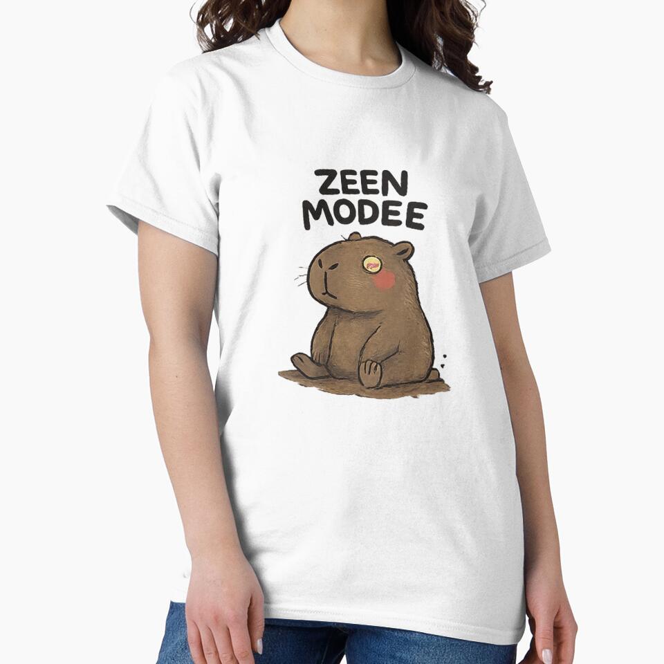 Zen Mode Capybara in Mud with Mushrooms - Lazy Meditation Shirt by Arties4Bread⭐⭐⭐⭐⭐