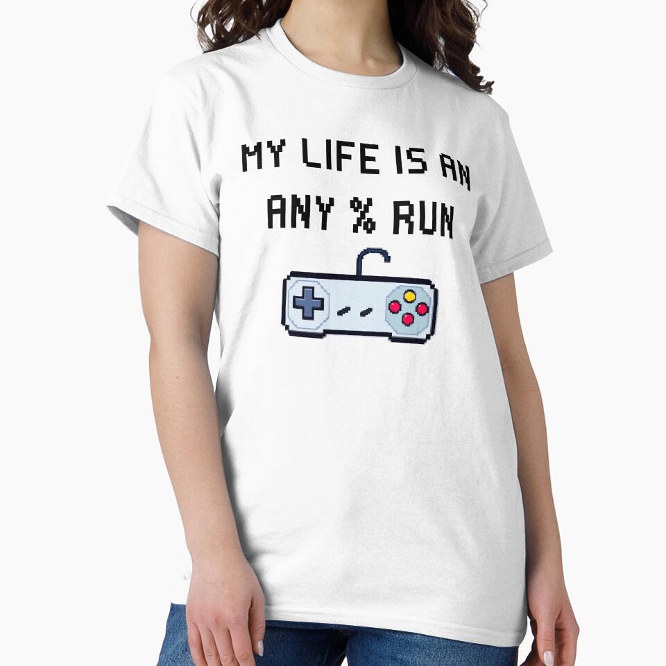 Retro Pixel Speedrun Quote – My Life Is an Any% Run by PHRASEandSTYLE
