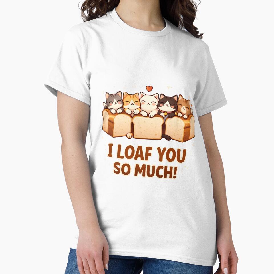 I Loaf You So Much - Cute Cat Bread Pun Illustration by Nature's Palette