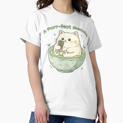 A Purr-fect Matcha | Cute Cat & Green Tea Lover Design by shellymope