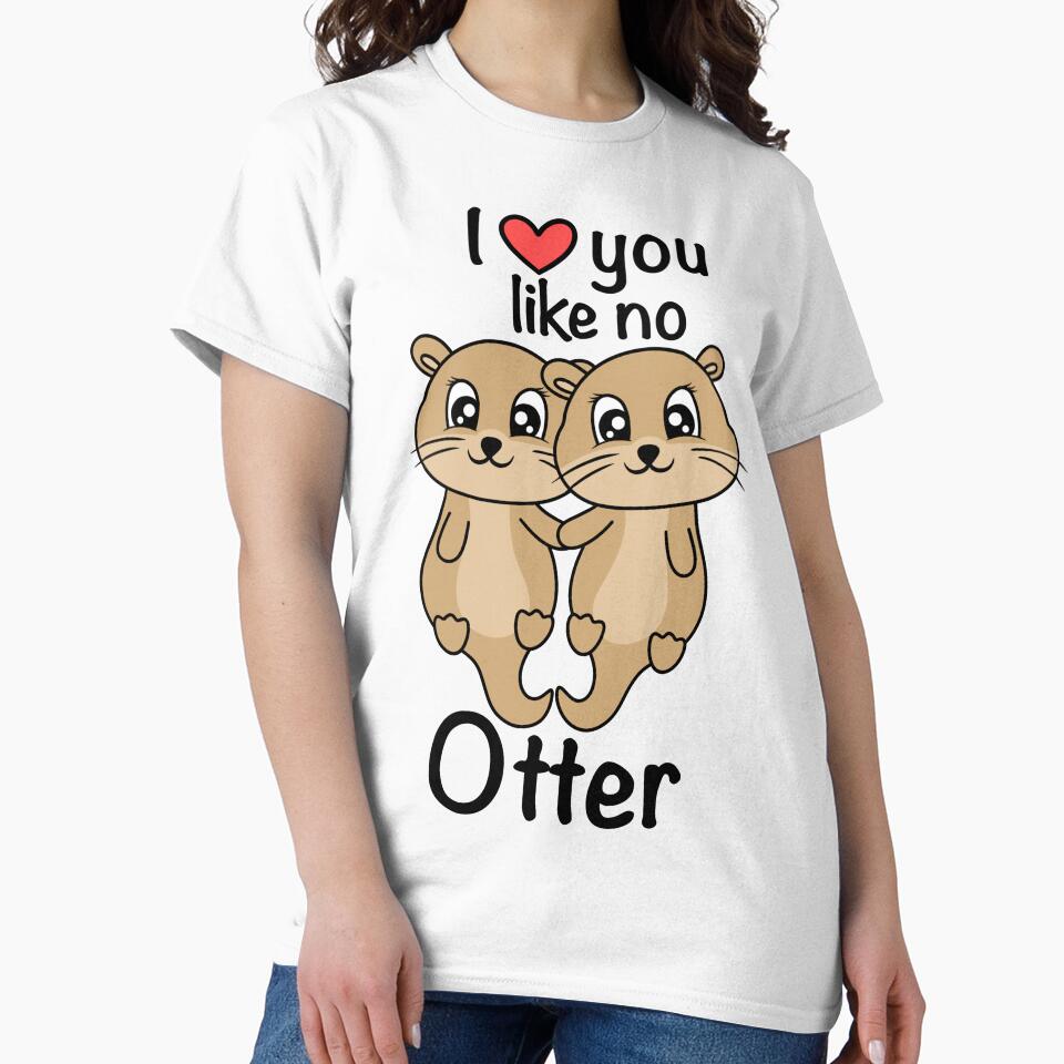 cute valentine otter couple holding hands by vandepasch