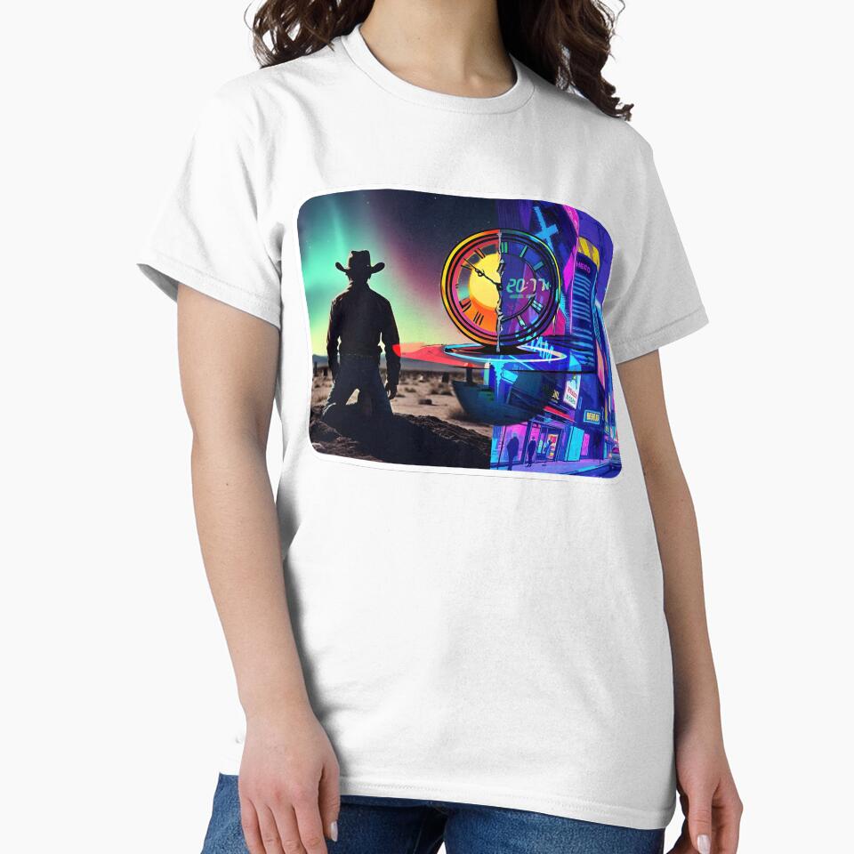 Cyber Cowboy Time Warp - Neon City and Desert Aurora by Daniela`s shop