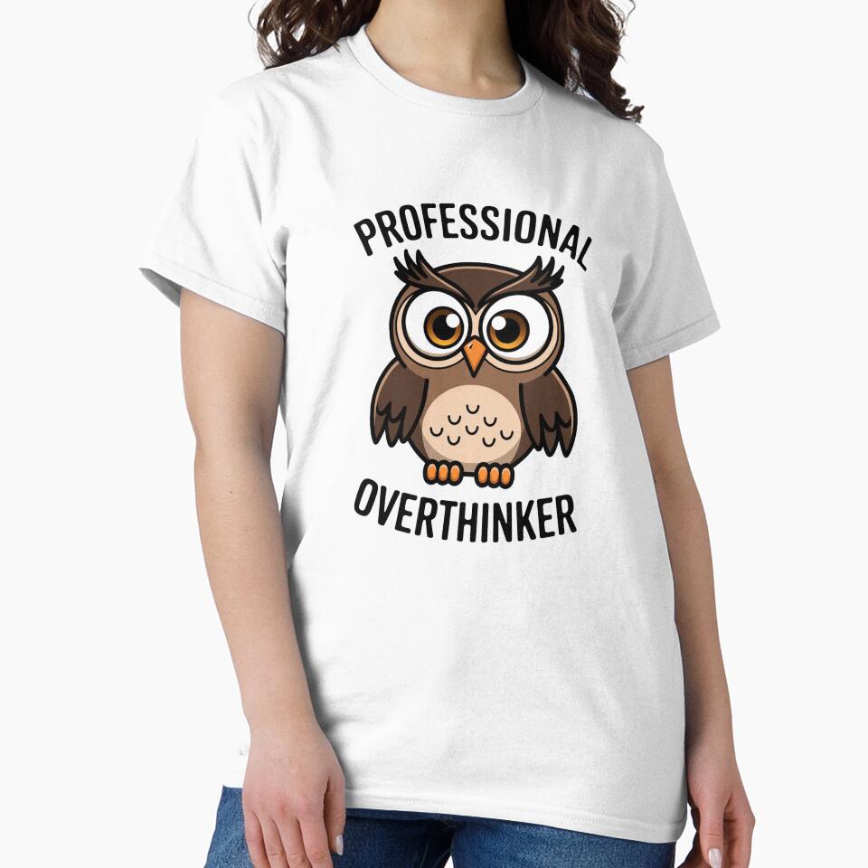 Professional Overthinker - Funny Anxious Owl by Thompika
