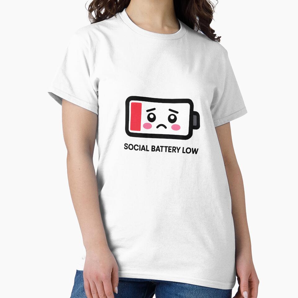 Social Battery Low Sticker – Cute Low Battery Face for Introverts & Burnout Mood by StickerNexa