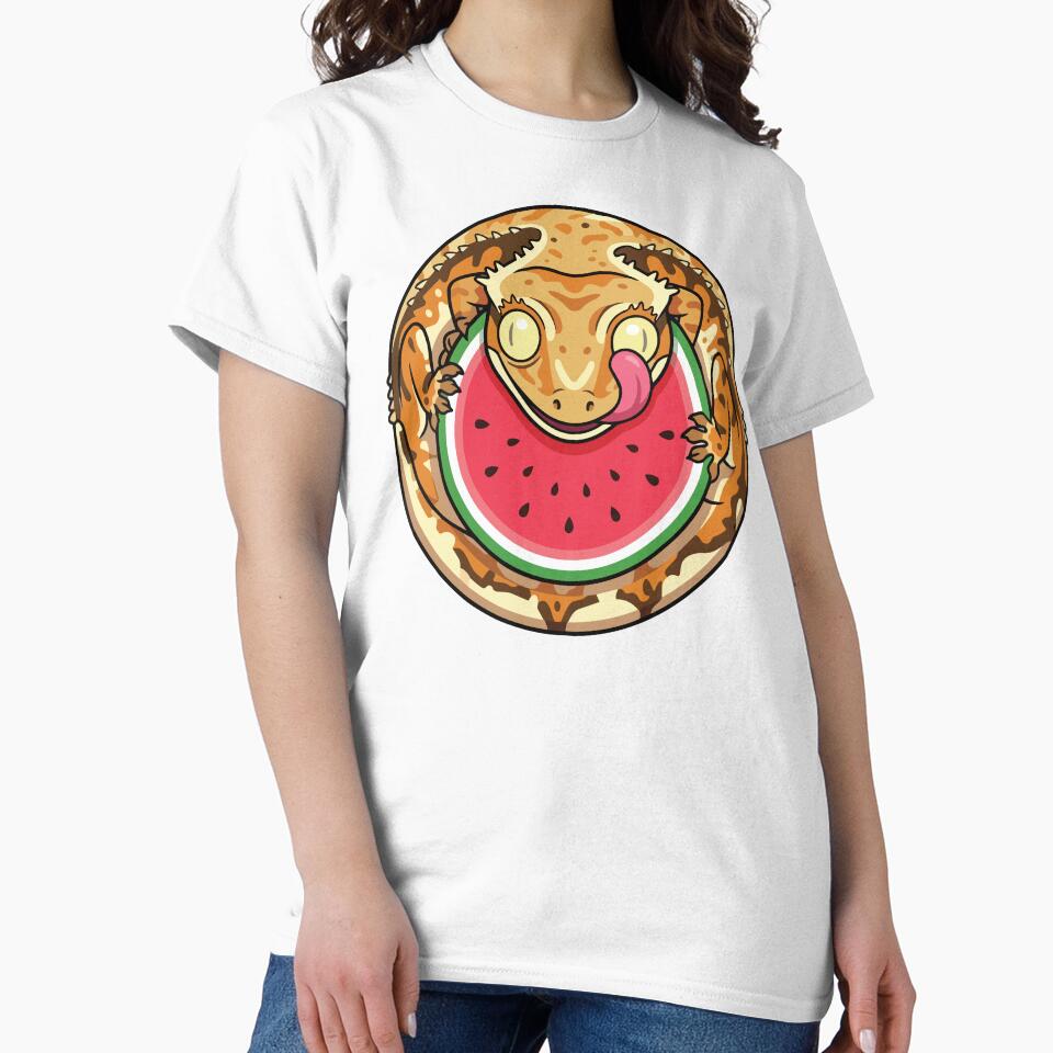 Funny Crested Gecko Watermelon Slice Licking Eye by Arc2020
