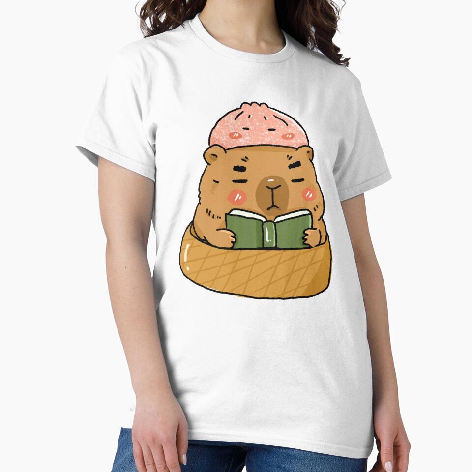 Book Lover Capybara Dumpling Hat Sticker | Awkward Animal Reading Club | Cute Kawaii Bookworm by chupichapa