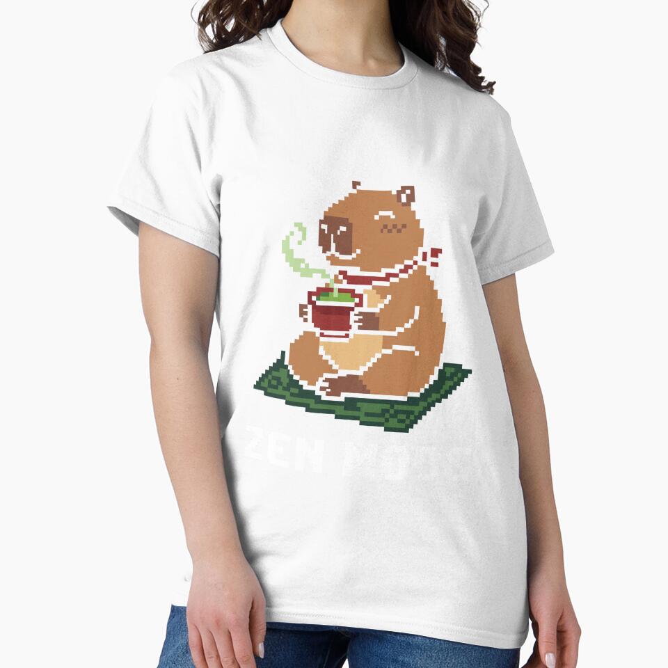 Cozy Capybara Tea Time - Cute Zen Pixel Art by artistastshirt