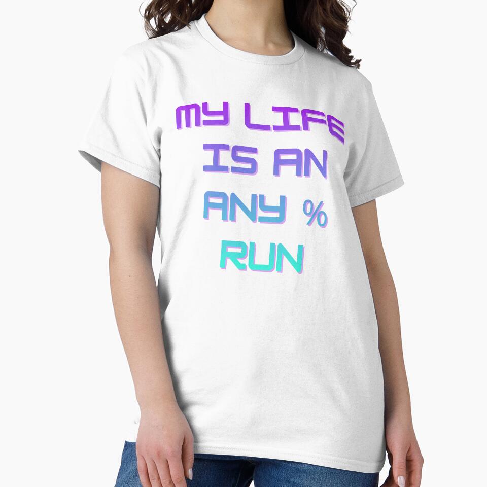 Neon Cyber Speedrun Quote – My Life Is an Any% Run by PHRASEandSTYLE