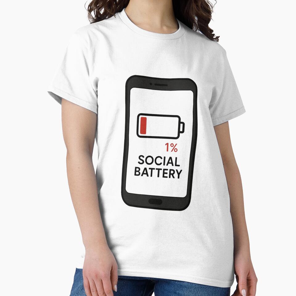 Social Battery Low Introvert Anxiety T-Shirt by MiLaKK