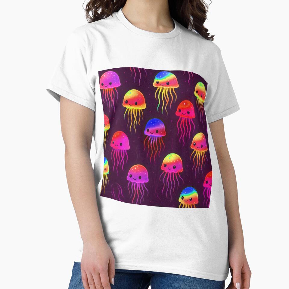 Pink Neon Jellyfish Pattern by SassyArtistry