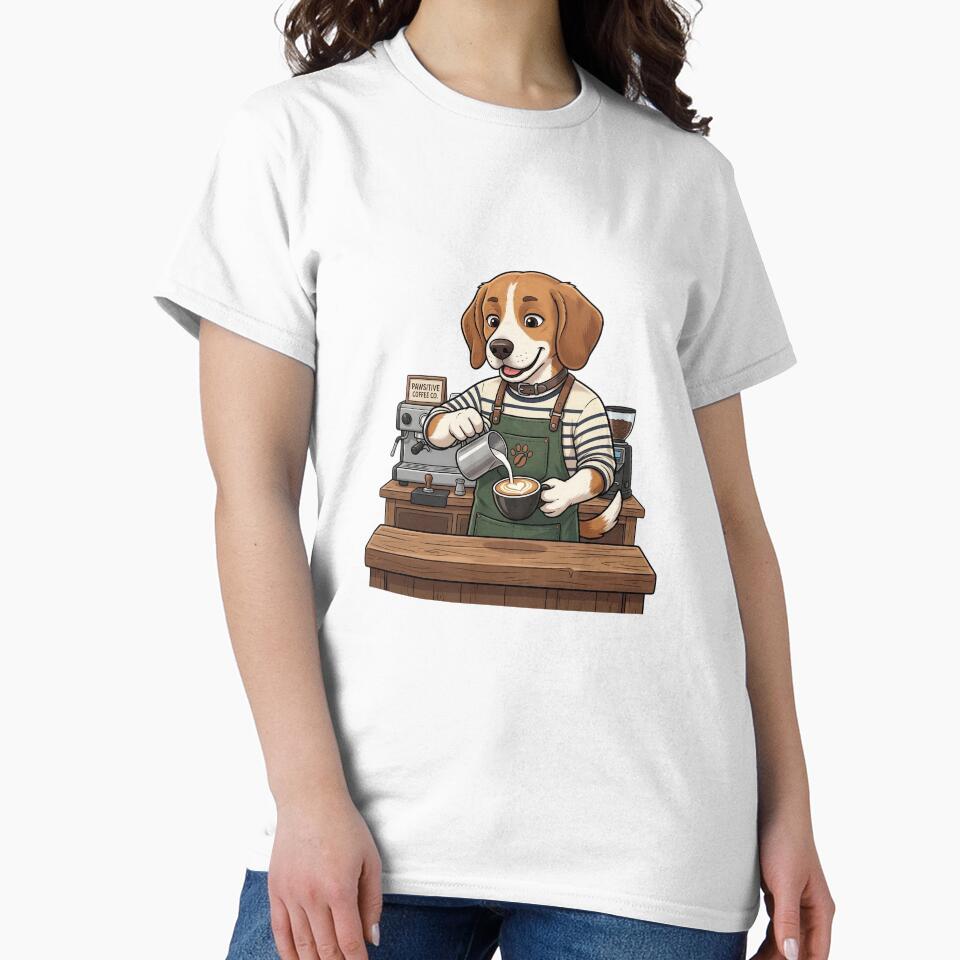 Funny Beagle Barista Coffee Art - Cute Beagle Dog Making Latte Art for Coffee Lovers by PictoVibe