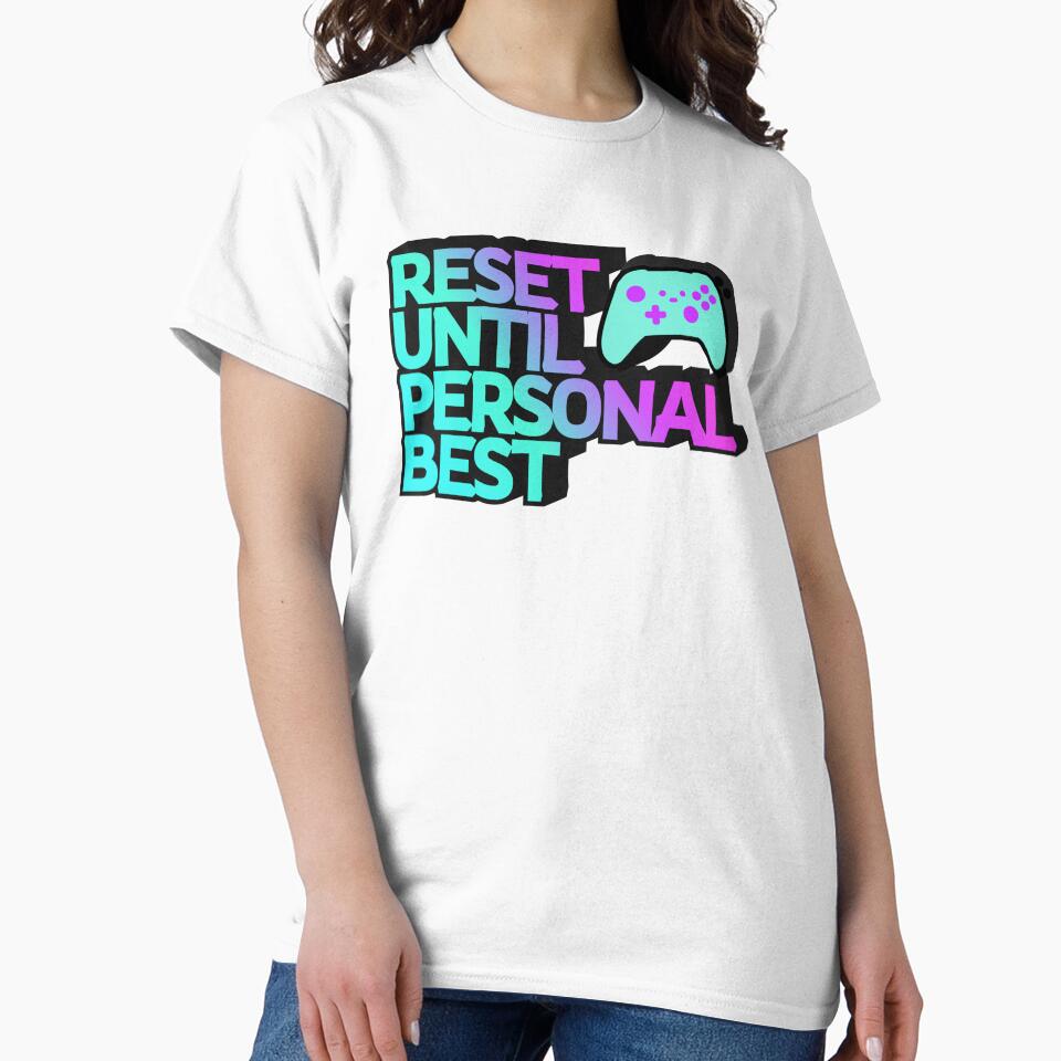 Reset Until Personal Best – Modern Color Gamer Quote Design by PHRASEandSTYLE