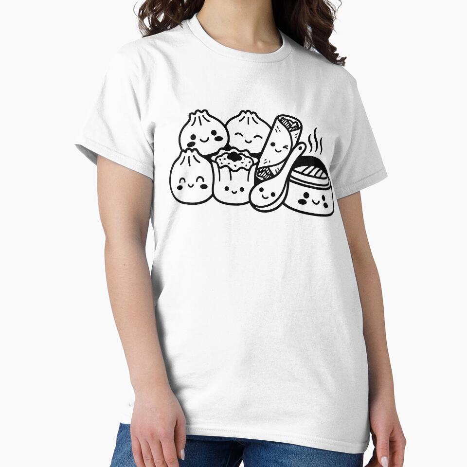 Kawaii Dim Sum Characters – Cute Food Illustration with Spoon Bamboo Steamer by EmeraldeaArt