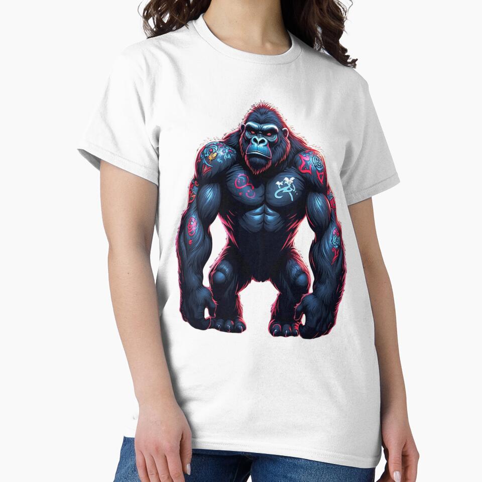Tattooed Gorilla Art - Bold and Vibrant Design by latelierdechris