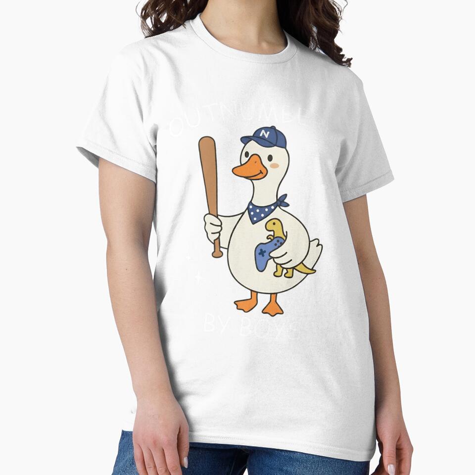 Outnumbered By Boys Cute Duck Baseball Gamer Dinosaur Mama by haitrieuic96