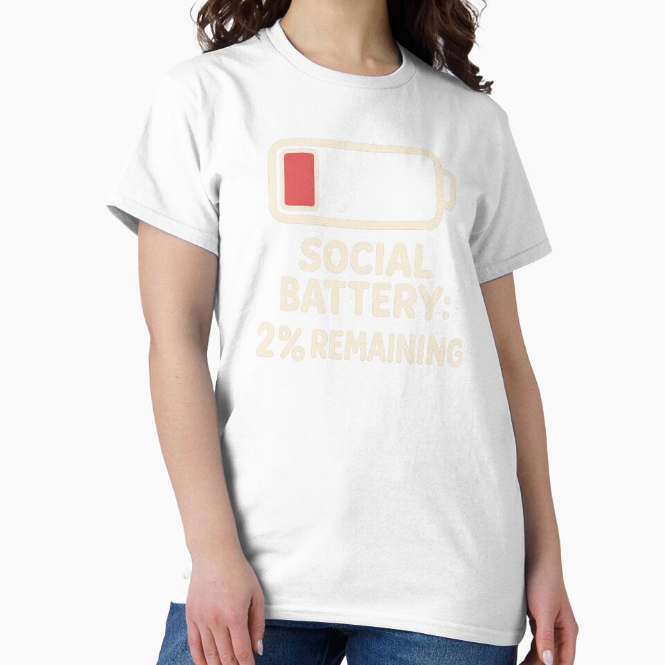 Social Battery 2% Remaining Funny Gifts For Introverts by LookARTIST